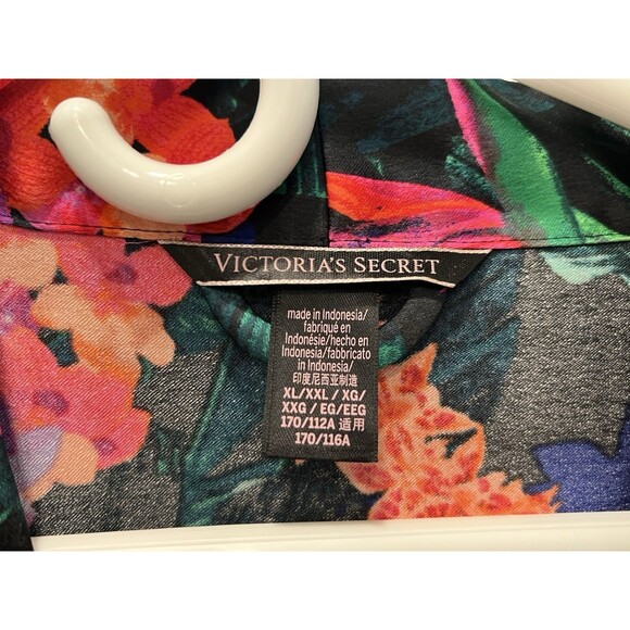 Victoria Secret Robe XL XXL Black Tropical Kimono Lace Trim Luxe Collection VS - Picture 6 of 10